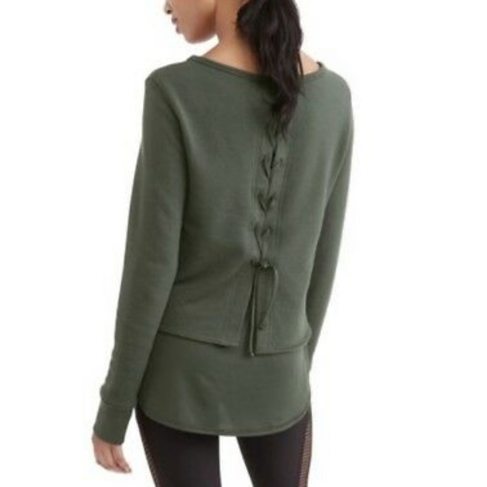 AVIA french terry lace up back pullover sweatshirt